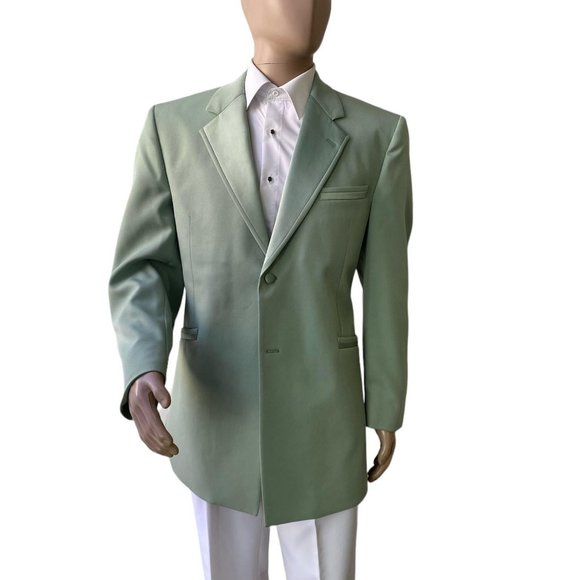 Men's 44R Mint Green Andrew Fezza Monaco Tuxedo Jacket- Easy Care, Prom, Retro - Picture 8 of 8